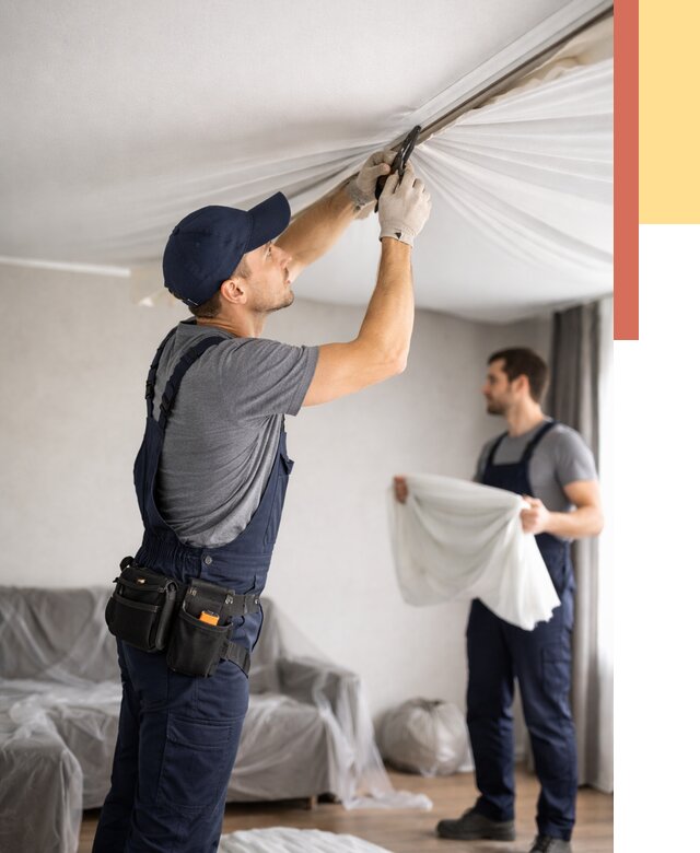 Демонтаж натяжного потолка в Павловском Посаде от 4573 руб. — снятие и разбор под ключ | ОТДЕЛОЧНИК-Пвл