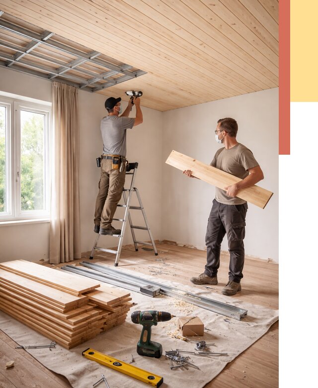 Монтаж потолка из вагонки в Павловском Посаде от 6605 руб. | Быстро и недорого — ОТДЕЛОЧНИК-Пвл