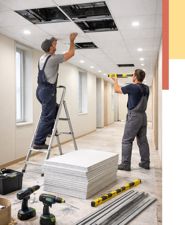 Ремонт потолка Армстронг в Павловском Посаде от 4573 руб. — быстро и недорого | ОТДЕЛОЧНИК-Пвл