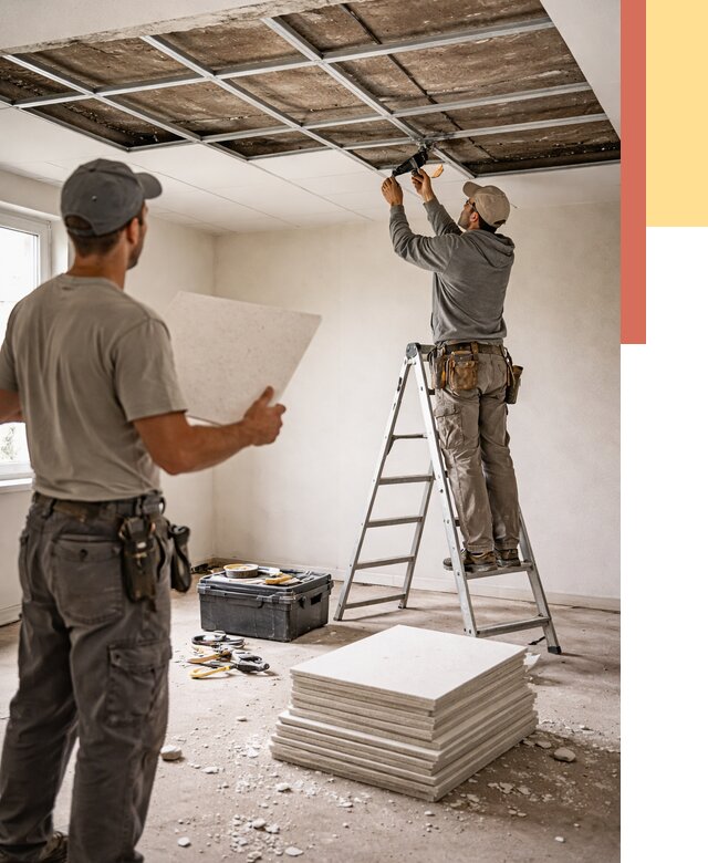 Замена плит подвесного потолка в Павловском Посаде от 1778 руб. быстро и недорого | ОТДЕЛОЧНИК-Пвл