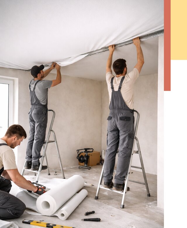 Монтаж тканевого натяжного потолка в Павловском Посаде от 3557 руб. под ключ | ОТДЕЛОЧНИК-Пвл