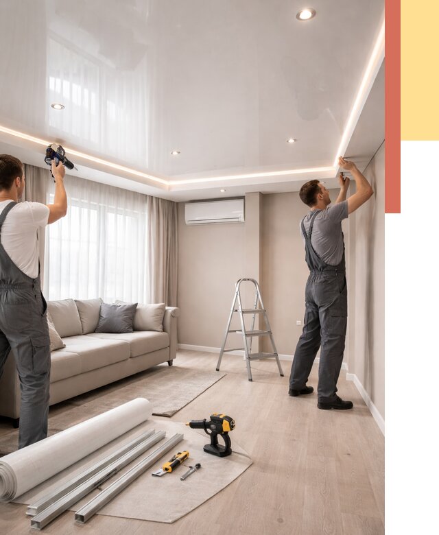 Монтаж глянцевого натяжного потолка в Павловском Посаде от 762 руб. под ключ | ОТДЕЛОЧНИК-Пвл