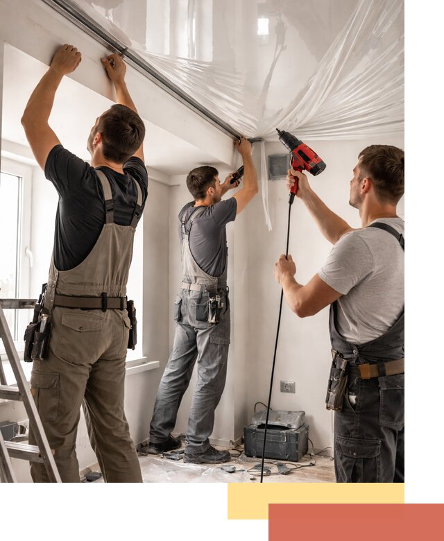 Монтаж глянцевого натяжного потолка в Павловском Посаде быстро и качественно