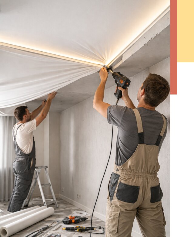 Монтаж натяжного потолка с подсветкой в Павловском Посаде от 965 руб. | ОТДЕЛОЧНИК-Пвл