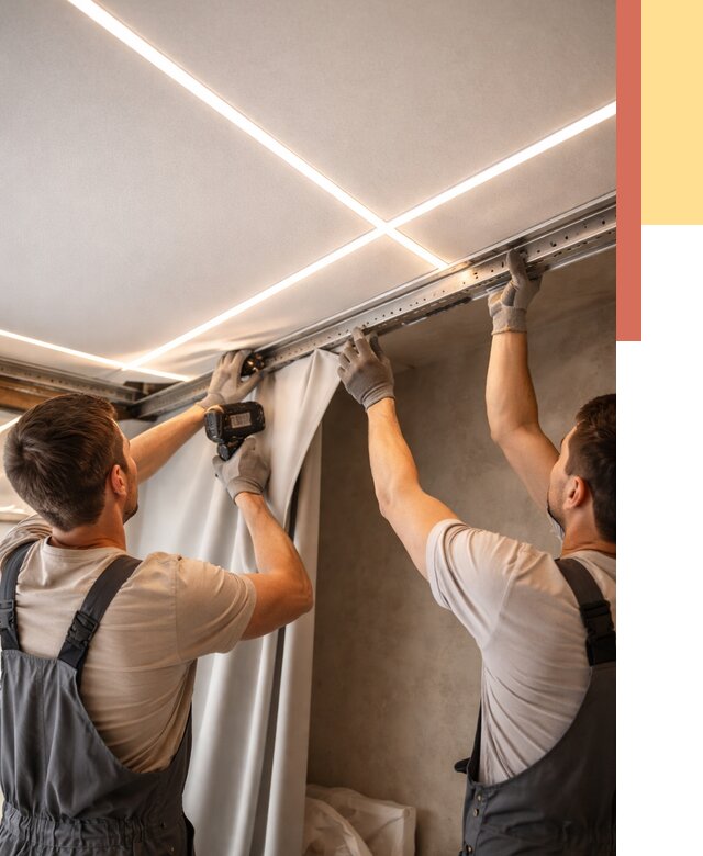 Монтаж натяжного потолка со световыми линиями в Павловском Посаде от 1219 руб. | ОТДЕЛОЧНИК-Пвл