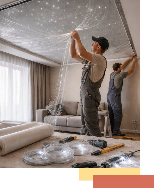 Монтаж натяжного потолка «Звездное небо» в Павловском Посаде