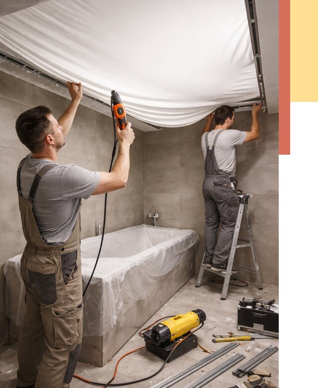 Монтаж натяжного потолка в ванной в Павловском Посаде от 1219 руб. под ключ | ОТДЕЛОЧНИК-Пвл