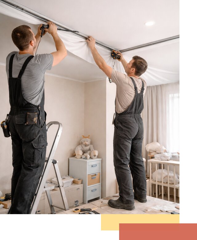 Монтаж натяжного потолка в детской комнате в Павловском Посаде