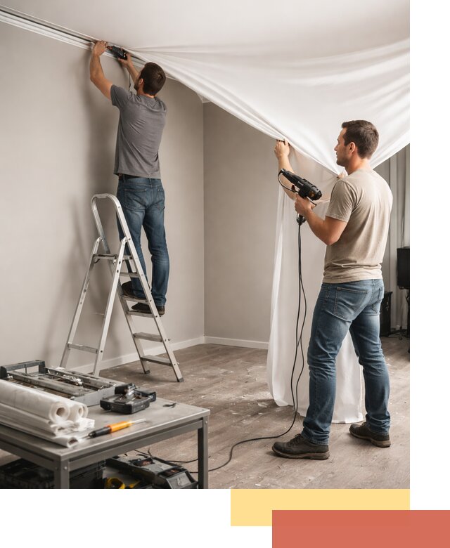 Монтаж натяжного потолка в студии в Павловском Посаде