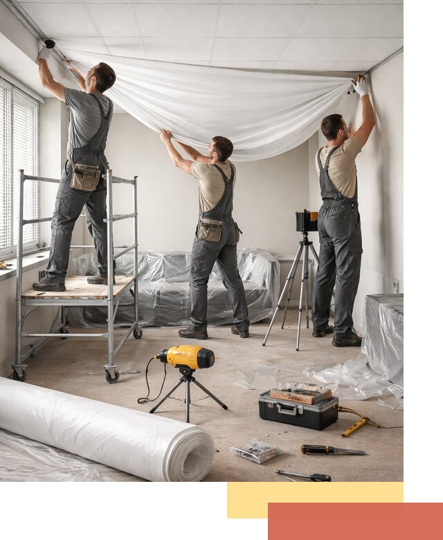 Монтаж натяжного потолка в офисе в Павловском Посаде