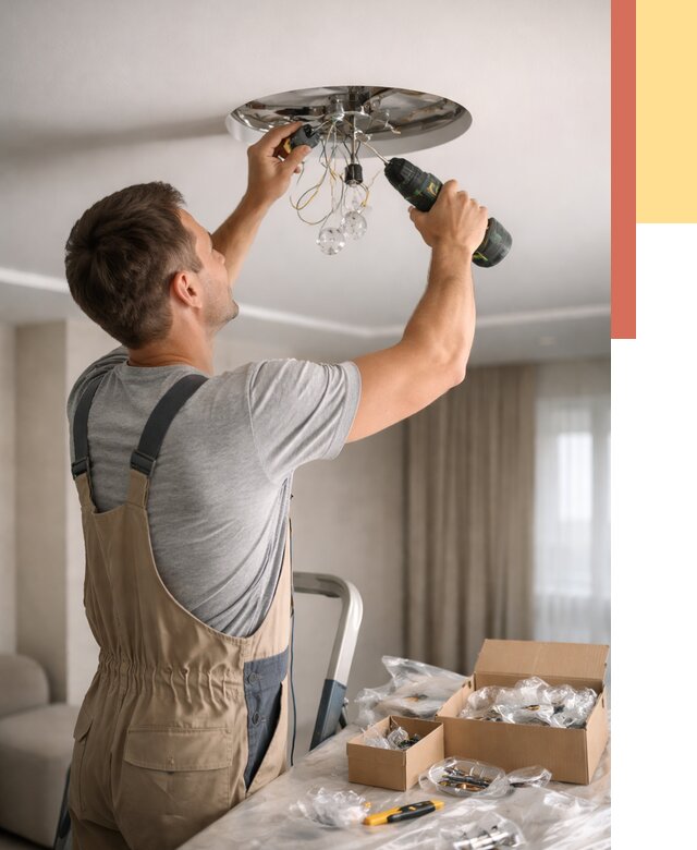 Установка люстры в натяжной потолок в Павловском Посаде от 1219 руб. | Быстро и недорого — ОТДЕЛОЧНИК-Пвл