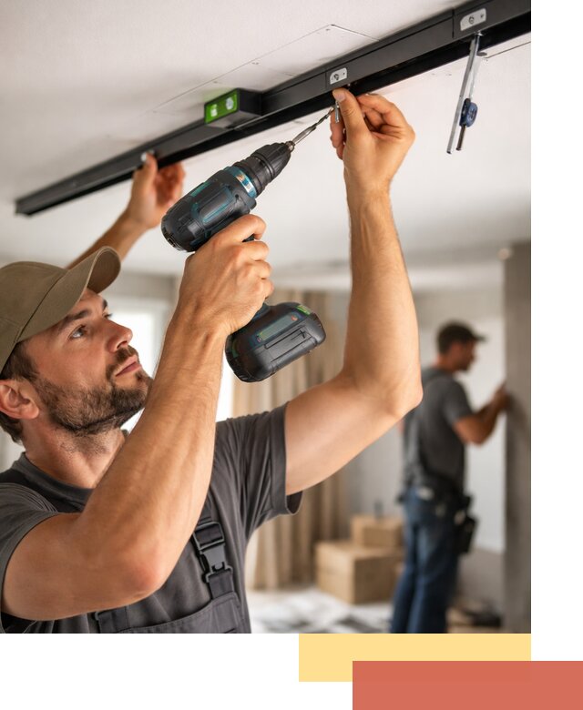 Установка трековых светильников в натяжной потолок в Павловском Посаде