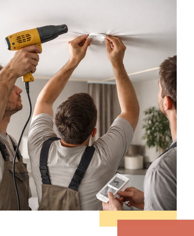 Ремонт прокола полотна натяжного потолка в Павловском Посаде