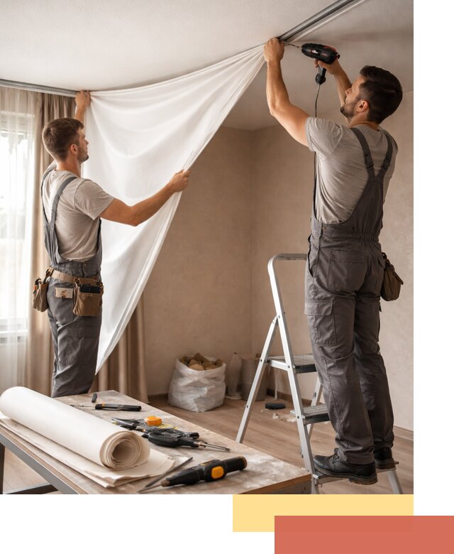 Замена полотна натяжного потолка в Павловском Посаде быстро и качественно