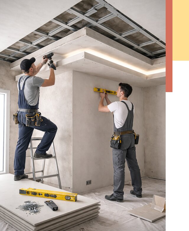 Двухуровневый потолок из гипсокартона в Павловском Посаде от 1473 руб. под ключ | ОТДЕЛОЧНИК-Пвл