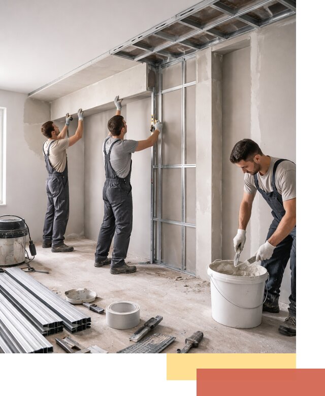 Монтаж потолка из гипсокартона с нишей в Павловском Посаде