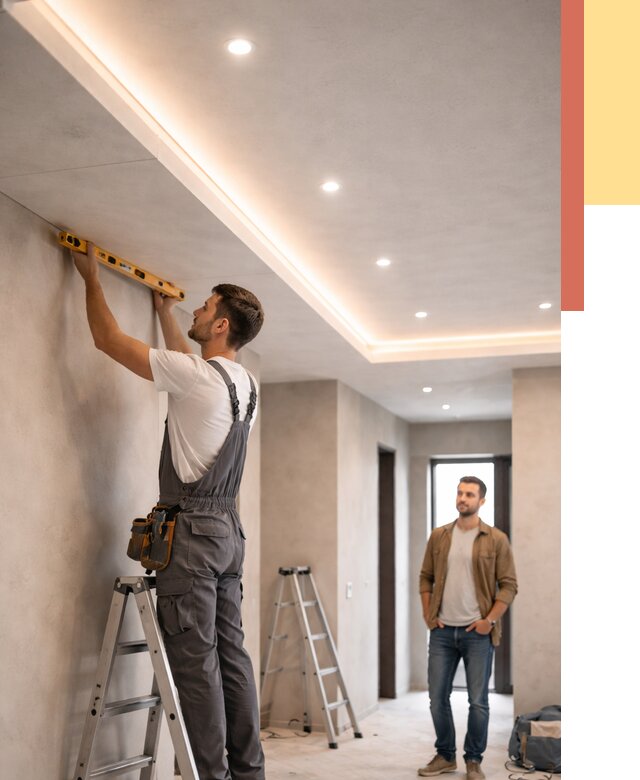 Потолок из гипсокартона с подсветкой в Павловском Посаде от 762 руб./м2 под ключ | ОТДЕЛОЧНИК-Пвл