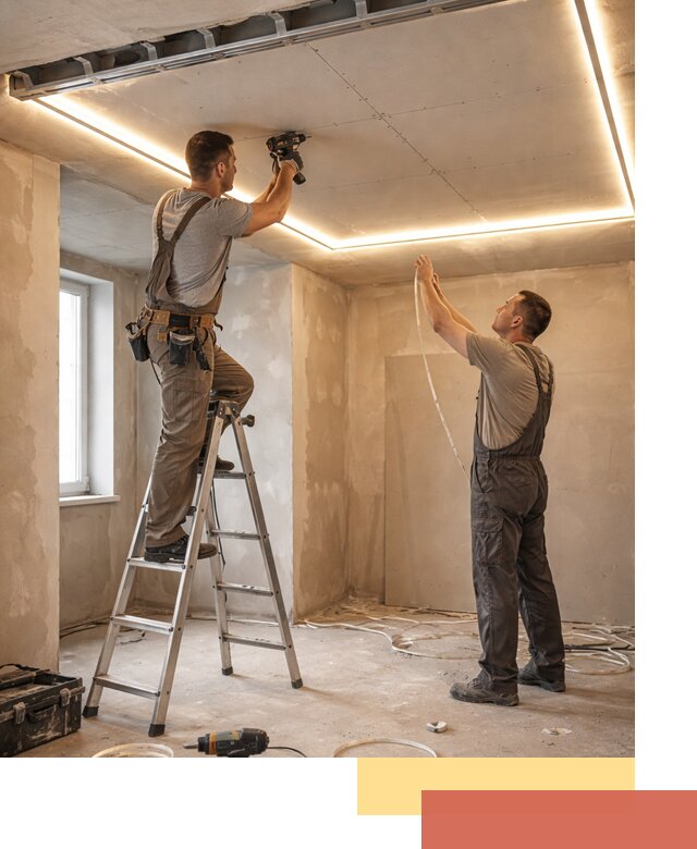 Потолок из гипсокартона с подсветкой в Павловском Посаде