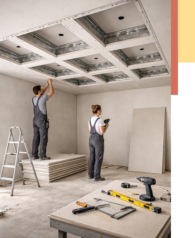 Кессонный потолок из гипсокартона в Павловском Посаде от 1880 руб. — монтаж и под ключ | ОТДЕЛОЧНИК-Пвл