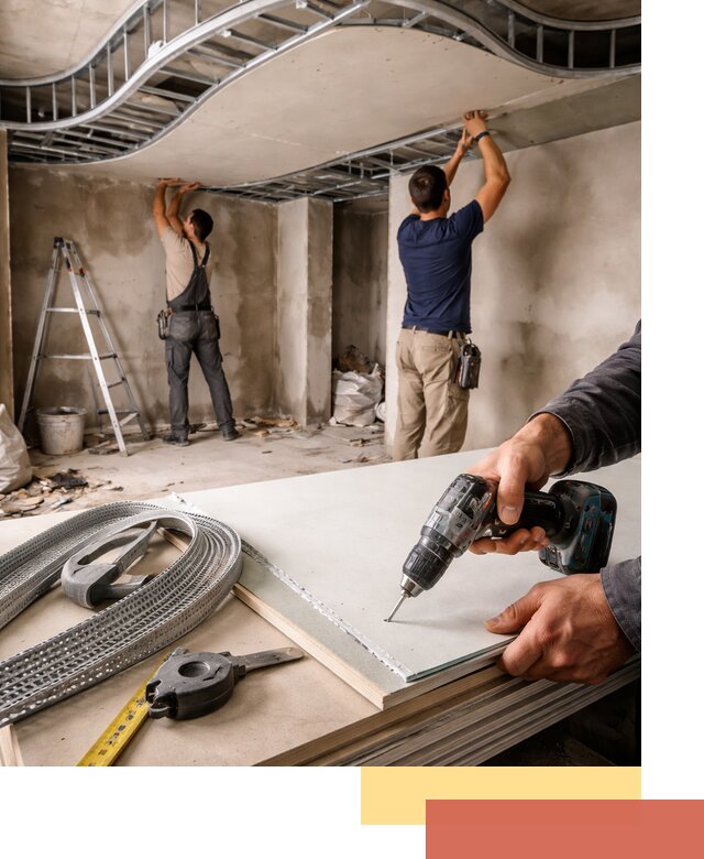 Криволинейный потолок из гипсокартона в Павловском Посаде — монтаж и отделка