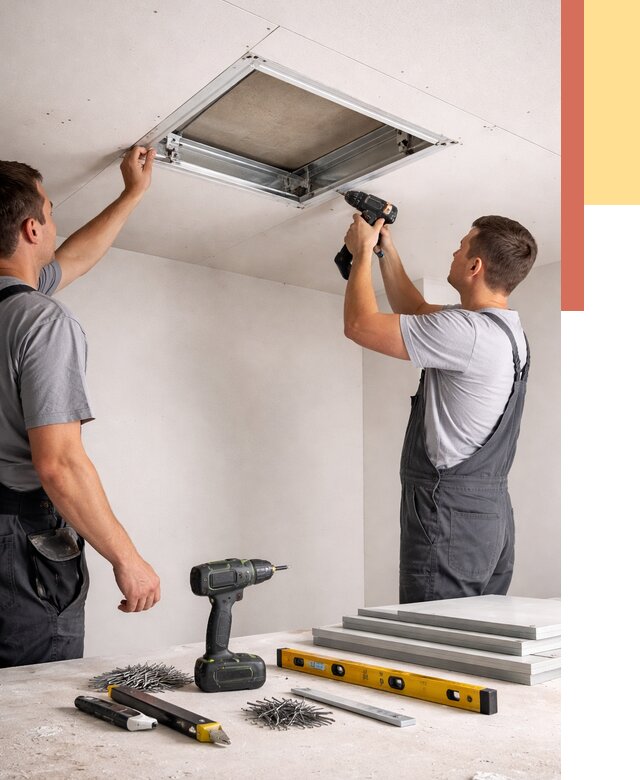 Установка люка в потолок ГКЛ в Павловском Посаде от 2541 руб. под ключ | ОТДЕЛОЧНИК-Пвл