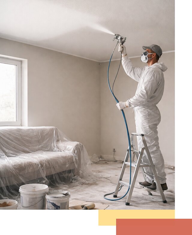 Покраска потолка краскопультом в Павловском Посаде быстро и качественно