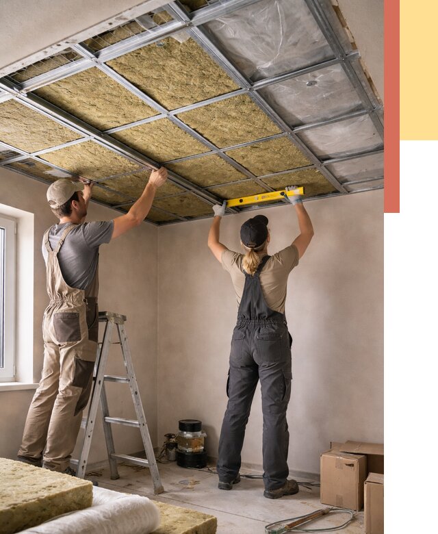 Шумоизоляция потолка в Павловском Посаде от 1270 руб. под ключ — услуги ОТДЕЛОЧНИК-Пвл